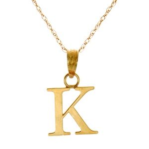 4k Gold Letter K Initial Charm Necklace 